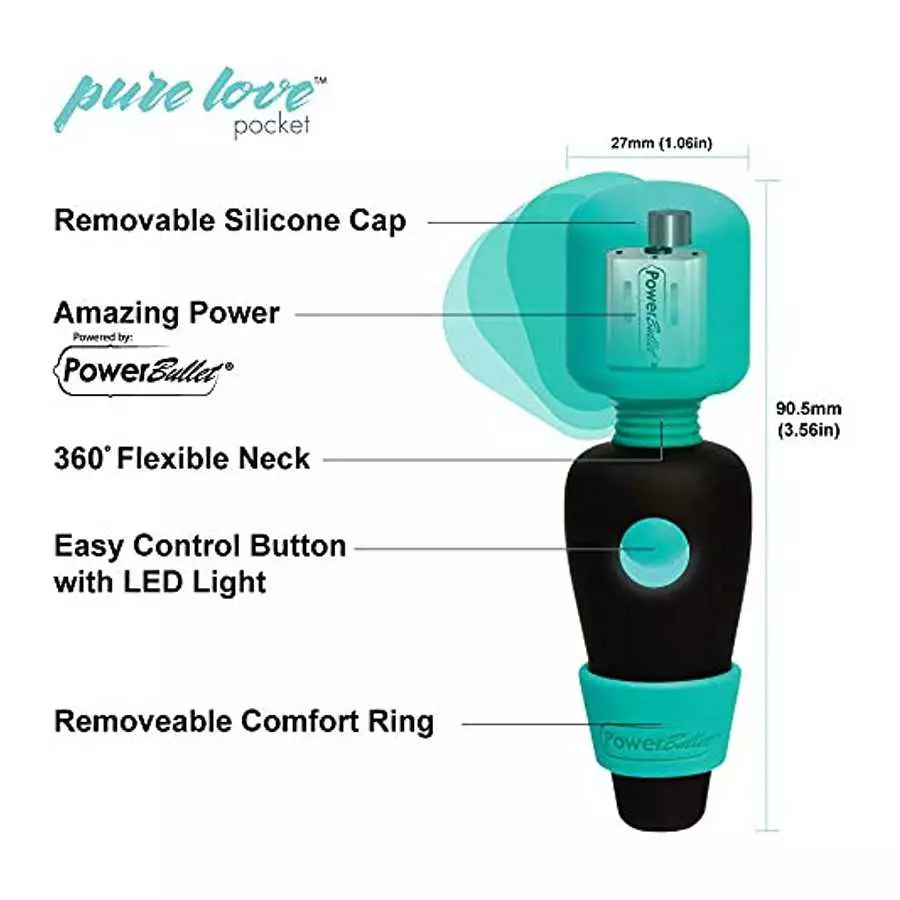 pure love Pocket Vibrator, Mini Massage Wand, Powerful Powerbullet Motor, Rechargeable Personal Body Massager, Handheld, Cordles