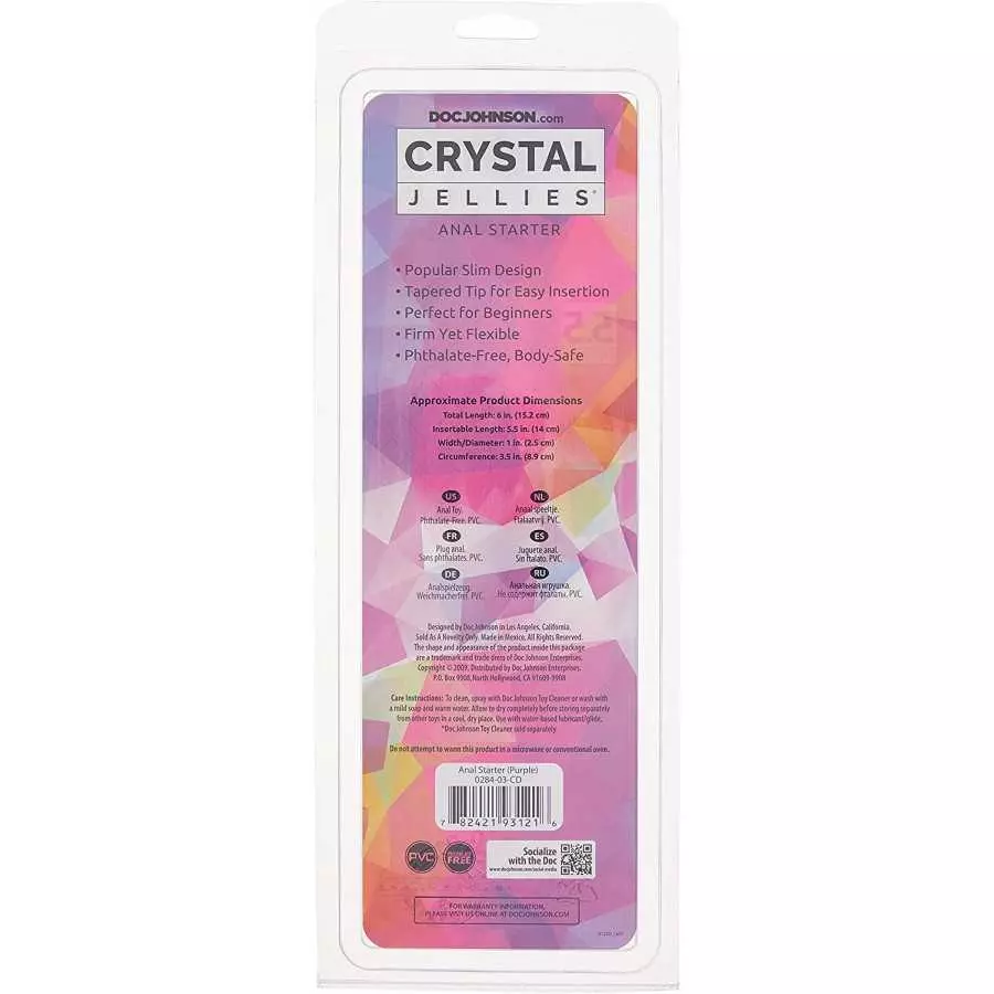 Doc Johnson Crystal Jellies - Anal Starter - Flared Suction Cup Base - Clear (0284-02-AM)