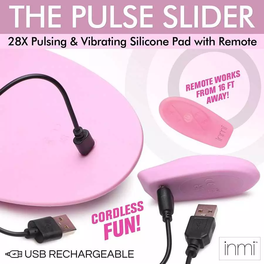 INMI The Pulse Slider 28X Pulsing & Vibrating Silicone Pad w/Remote for Women & Couples. Waterproof and Rechargeable Pad, Hands-