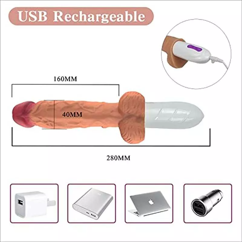 Sumeber Sex Machine Thrusting Realistic Dildo for Women with 8 Vibrating & 8 Thrusting Modes for G Spot Clitoral Anal Stimulatio