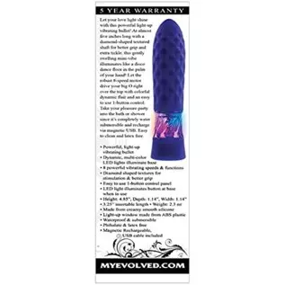 Evolved Novelties - Raver - Rechargeable Silicone Light-Up Vibrating Bullet - Blue