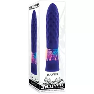 Evolved Novelties - Raver - Rechargeable Silicone Light-Up Vibrating Bullet - Blue