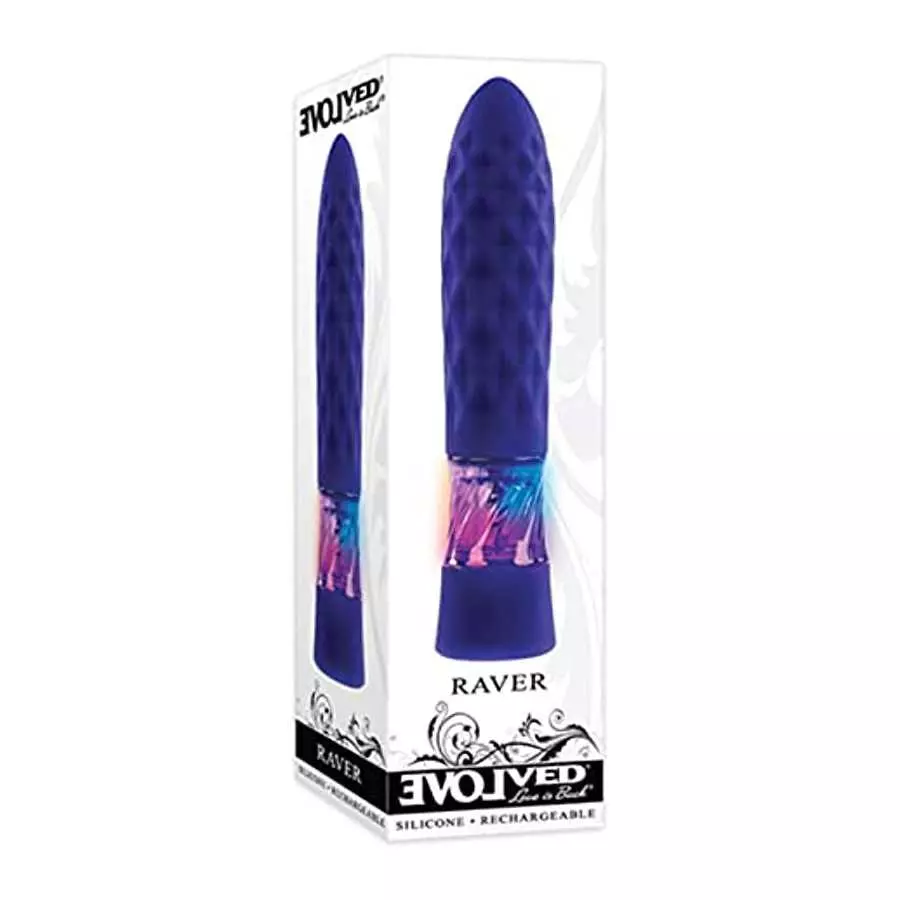 Evolved Novelties - Raver - Rechargeable Silicone Light-Up Vibrating Bullet - Blue