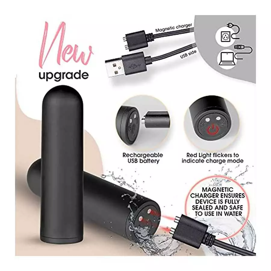 BAE BOO Mini Bullet Vibrator – Ultra-powerful, Clitoral Stimulation, Waterproof, Quiet, USB magnetic charge, 10-Pattern-Speeds, 