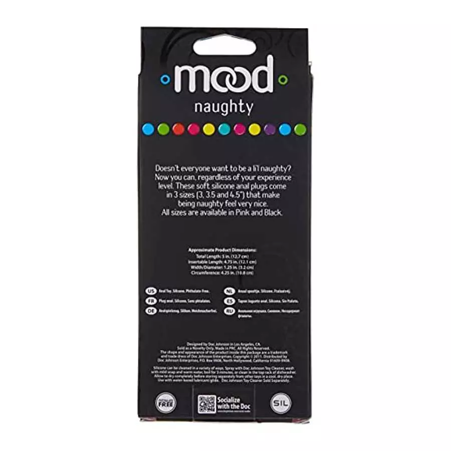 Doc Johnson Mood - Naughty 1 - Silicone Anal Plug - Large - 4.9 in. Long and 1.3 in. Wide - Tapered Base for Comfort Between The