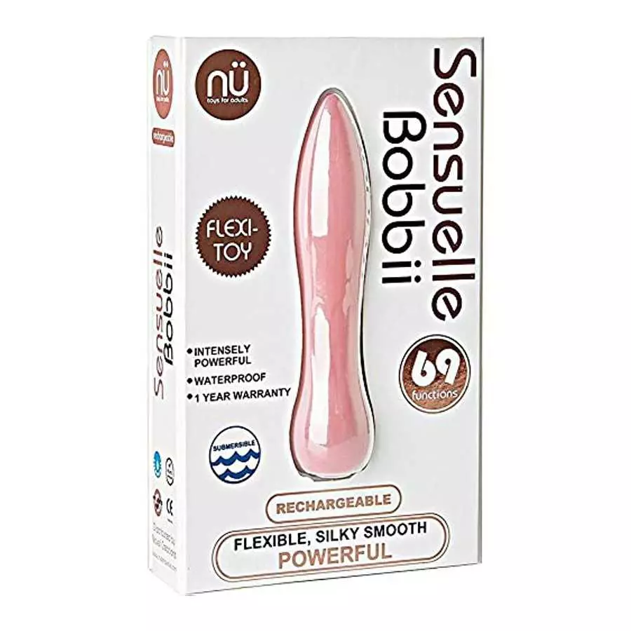 Novel Creations NU Sensuelle Bobbii Flexible Silicone 69 Function USB Rechargeable Waterproof Bullet Massager, Pink Novel Creations NU Sensuelle Bobbii Flexible Silicone 69 Function USB Rechargeable Waterproof Bullet Massager, Pink