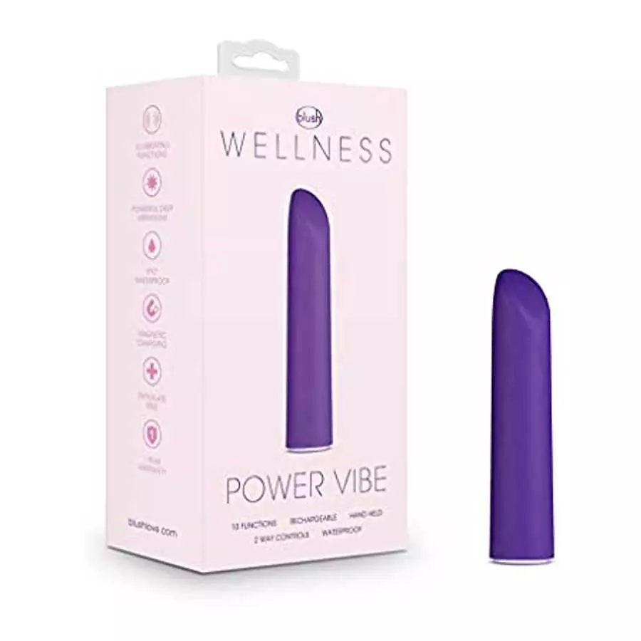 Blush Wellness Power Vibe - Discreet Powerful Lipstick Massager with 10 Modes - Travel Friendly and Rechargeable Satin Smooth De Blush Wellness Power Vibe - Discreet Powerful Lipstick Massager with 10 Modes - Travel Friendly and Rechargeable Satin Smooth De