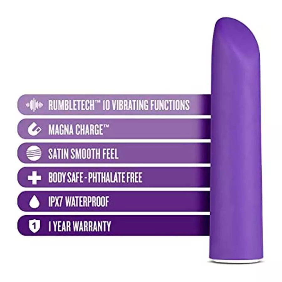 Blush Wellness Power Vibe - Discreet Powerful Lipstick Massager with 10 Modes - Travel Friendly and Rechargeable Satin Smooth De
