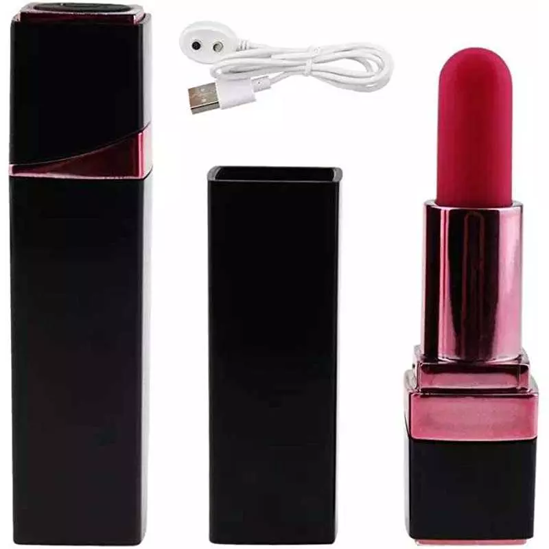 Discreet Lipstick Vibrator - Rechargeable, 10 Speed, Quiet, Waterproof - Mini Clitoris Massager Sex Toys for Women - Black