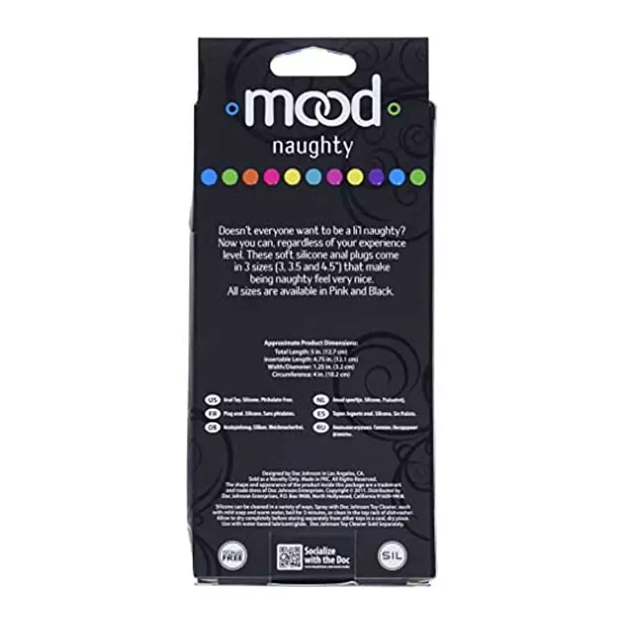Doc Johnson Mood - Naughty 3 - Silicone Anal Plug - Large - 4.9 in. Long and 1.2 in. Wide - Tapered Base for Comfort Between The