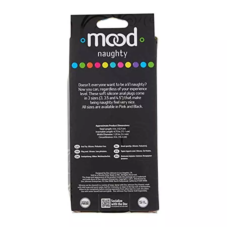 Doc Johnson Mood - Naughty 3 - Silicone Anal Plug - Large - 4.9 in. Long and 1.2 in. Wide - Tapered Base for Comfort Between The