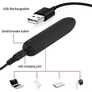 PPW Upgrade Bullet Massager for Sex Toy,USB Recharge,Waterproof,Powerful Mini Finger Stimulating Clitoral Vibrator Massager Blac