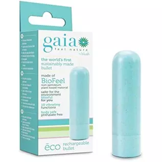 6k Gaia Eco Bullet Powerful USB Rechargeable 10-Function Splashproof Biofeel Vibrator Sex Toy for Adults - Aqua