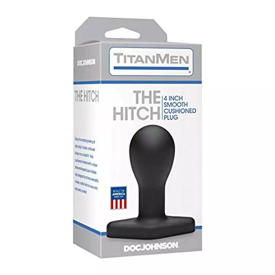 Doc Johnson Titanmen - The Hitch - 4 Inch Smooth Cushioned Plug - 4.2" Long and 1.9" Wide - Flared Safety Base - Matte Finish - 