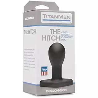 Doc Johnson Titanmen - The Hitch - 4 Inch Smooth Cushioned Plug - 4.2" Long and 1.9" Wide - Flared Safety Base - Matte Finish - 