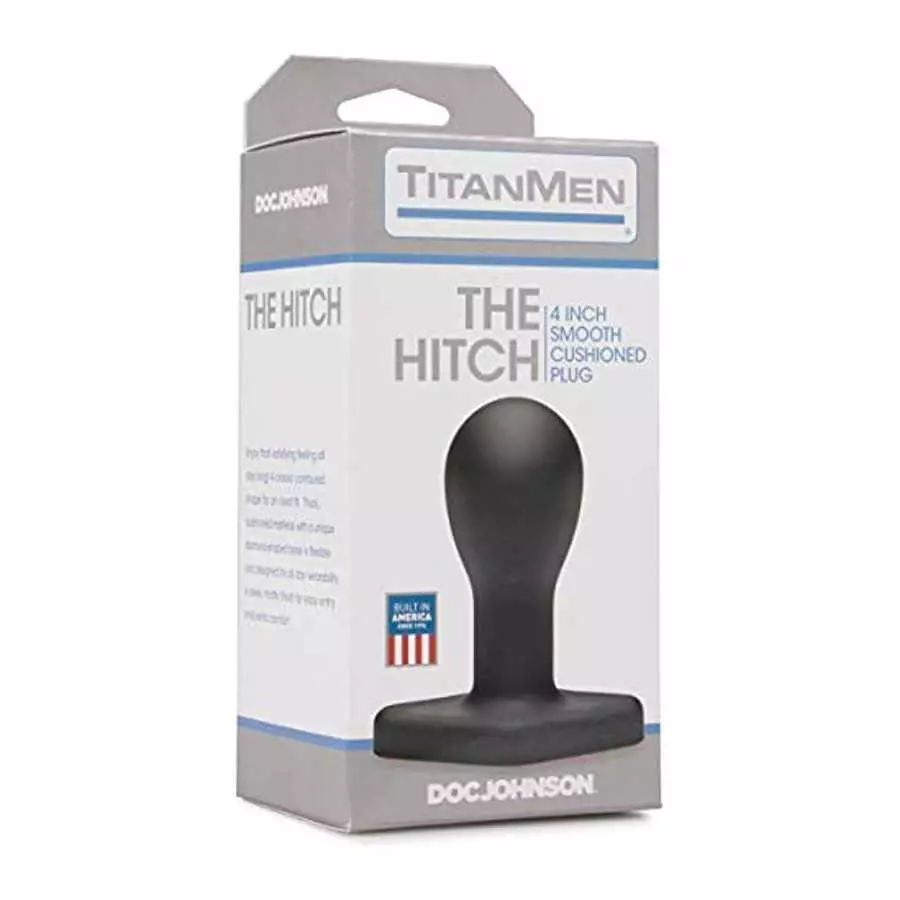 Doc Johnson Titanmen - The Hitch - 4 Inch Smooth Cushioned Plug - 4.2" Long and 1.9" Wide - Flared Safety Base - Matte Finish - 