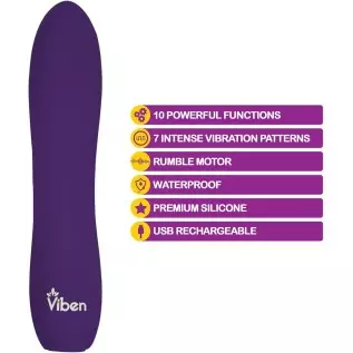 Viben Vivacious Bullet Vibrator | 10 Function Power Bullet | Premium Silicone Rumble Motor | USB Rechargeable Waterproof Adult T