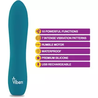 Viben Vivacious Bullet Vibrator | 10 Function Power Bullet | Premium Silicone Rumble Motor | USB Rechargeable Waterproof Adult T