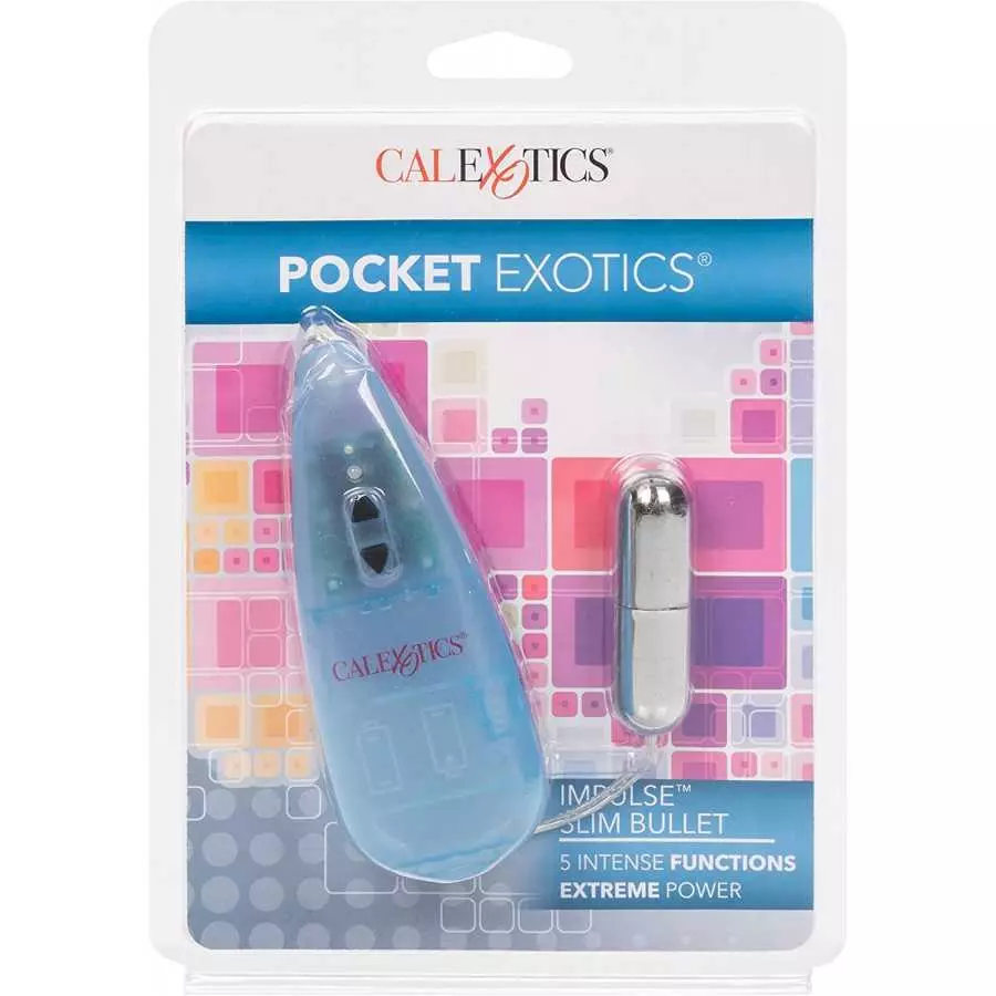 CalExotics Pocket Exotics Wired Double Slim Bullet Vibrator - Sex Toys for Couples - Adult Vibe Massager Eggs - Blue