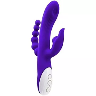 Evolved Love is Back- Lick Me Triple Stim Vibe - Rechargeable Silicone 8-Speed Licking & Vibration in Chunky Shaft with Textured