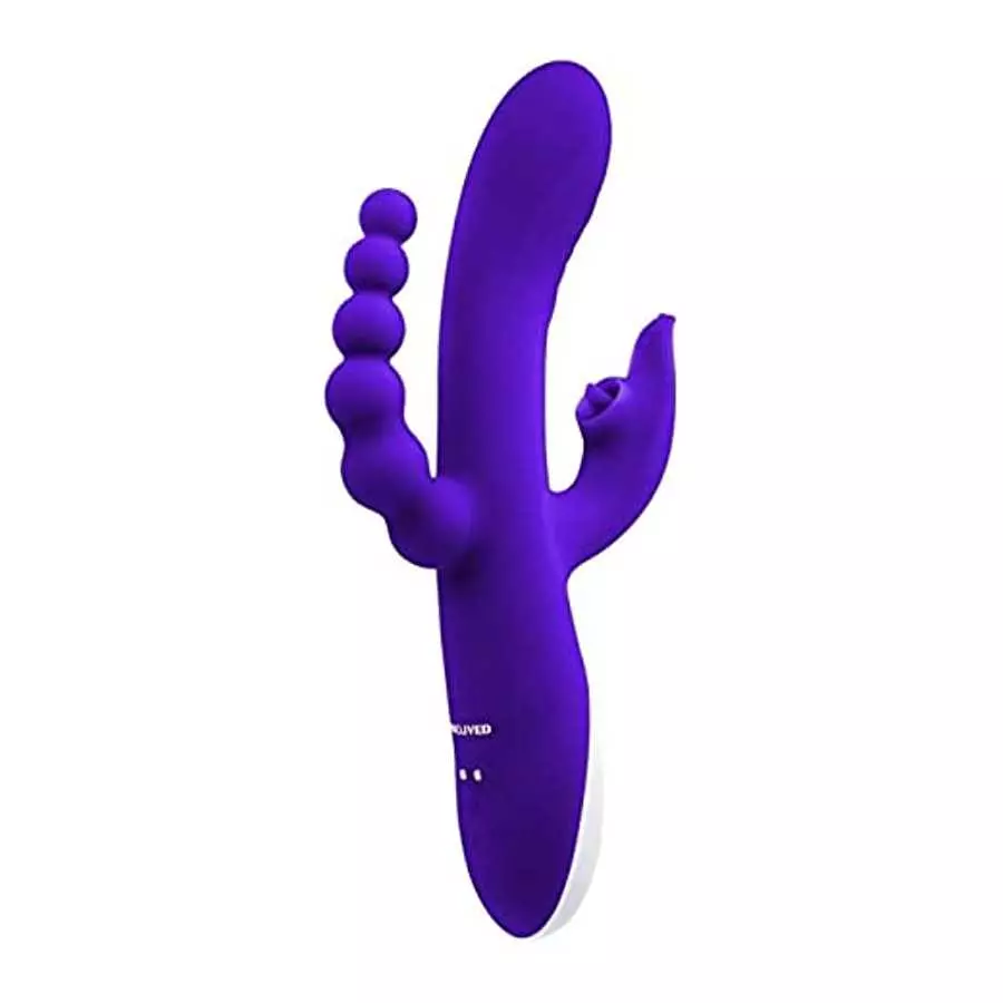 Evolved Love is Back- Lick Me Triple Stim Vibe - Rechargeable Silicone 8-Speed Licking & Vibration in Chunky Shaft with Textured