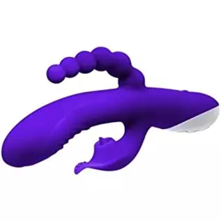 Evolved Love is Back- Lick Me Triple Stim Vibe - Rechargeable Silicone 8-Speed Licking & Vibration in Chunky Shaft with Textured