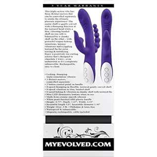 Evolved Love is Back- Lick Me Triple Stim Vibe - Rechargeable Silicone 8-Speed Licking & Vibration in Chunky Shaft with Textured
