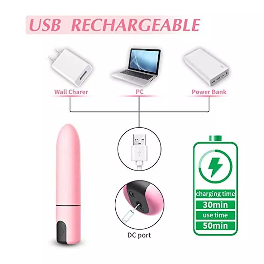 G Spot Bullet Vibrator Clitorals Stimulator - USB Rechargeable for Travel - 10 Modes Portable Waterproof Mini Nipple Vaginal Ana