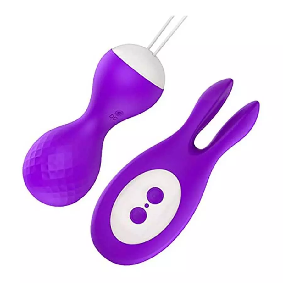 Massager Small with Bunny Ears & Remote Control Wireless with 6 Modes, Silicone Wand Massager with Multiple Play Methods for Wom