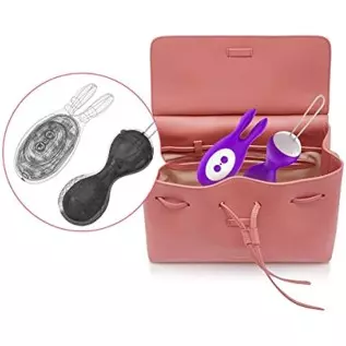 Massager Small with Bunny Ears & Remote Control Wireless with 6 Modes, Silicone Wand Massager with Multiple Play Methods for Wom