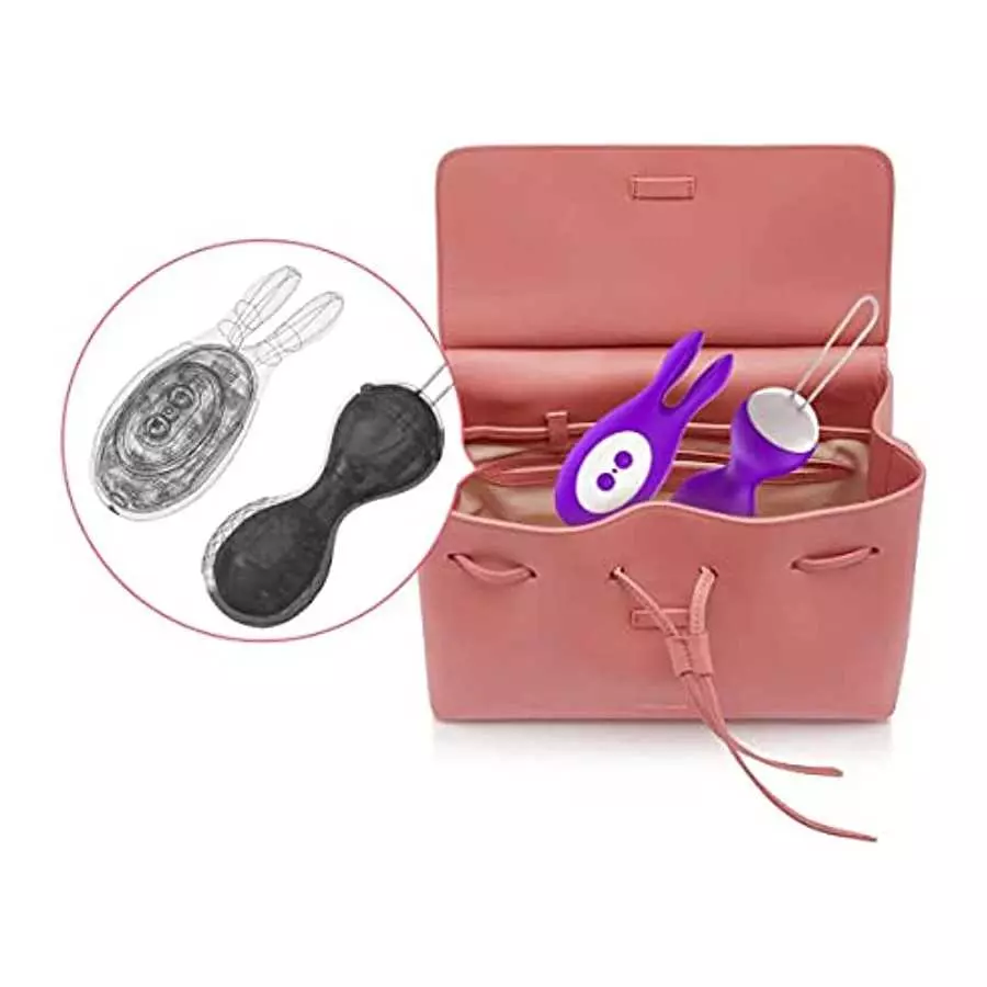 Massager Small with Bunny Ears & Remote Control Wireless with 6 Modes, Silicone Wand Massager with Multiple Play Methods for Wom