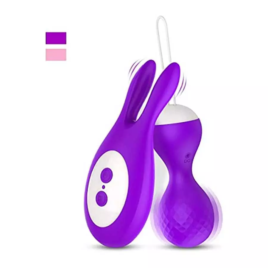 Massager Small with Bunny Ears & Remote Control Wireless with 6 Modes, Silicone Wand Massager with Multiple Play Methods for Wom