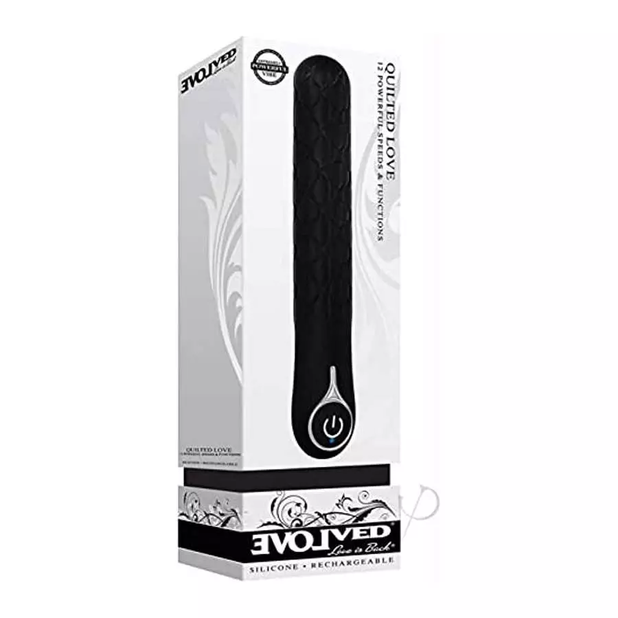 Evolved Love Is Back - Quilted Love Silicone USB Rechargeable Textured Vibrator Waterproof Black 8.5 Inches Evolved Love Is Back - Quilted Love Silicone USB Rechargeable Textured Vibrator Waterproof Black 8.5 Inches