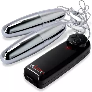 Bundle of 2 Items LeLuv Vibrator Silver Bullets Dual Small and Dual Large/Small Multi-Speed Massager Eggs