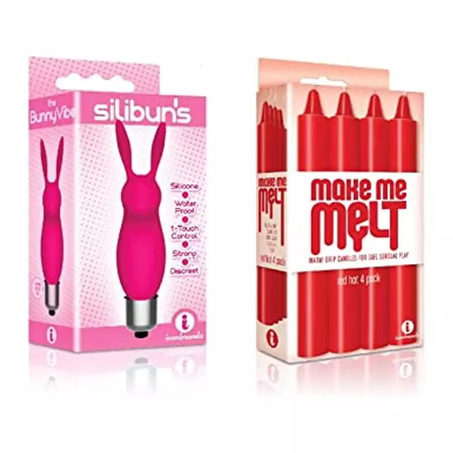 Sexy Gift Set Bundle of Silibuns, Silicone Bunny Bullet Pink and Icon Brands Make Me Melt Sensual Warm-Drip Candles, 4 Pack, Red Sexy Gift Set Bundle of Silibuns, Silicone Bunny Bullet Pink and Icon Brands Make Me Melt Sensual Warm-Drip Candles, 4 Pack, Red