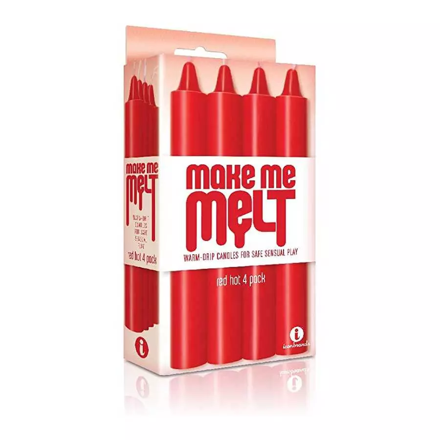 Sexy Gift Set Bundle of Silibuns, Silicone Bunny Bullet Pink and Icon Brands Make Me Melt Sensual Warm-Drip Candles, 4 Pack, Red