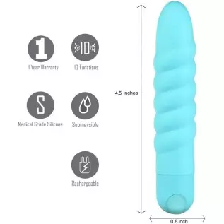 Maia Toys LOLA USB Rechargeable Silicone 10-Function Vibrating Twisty Bullet (Blue)