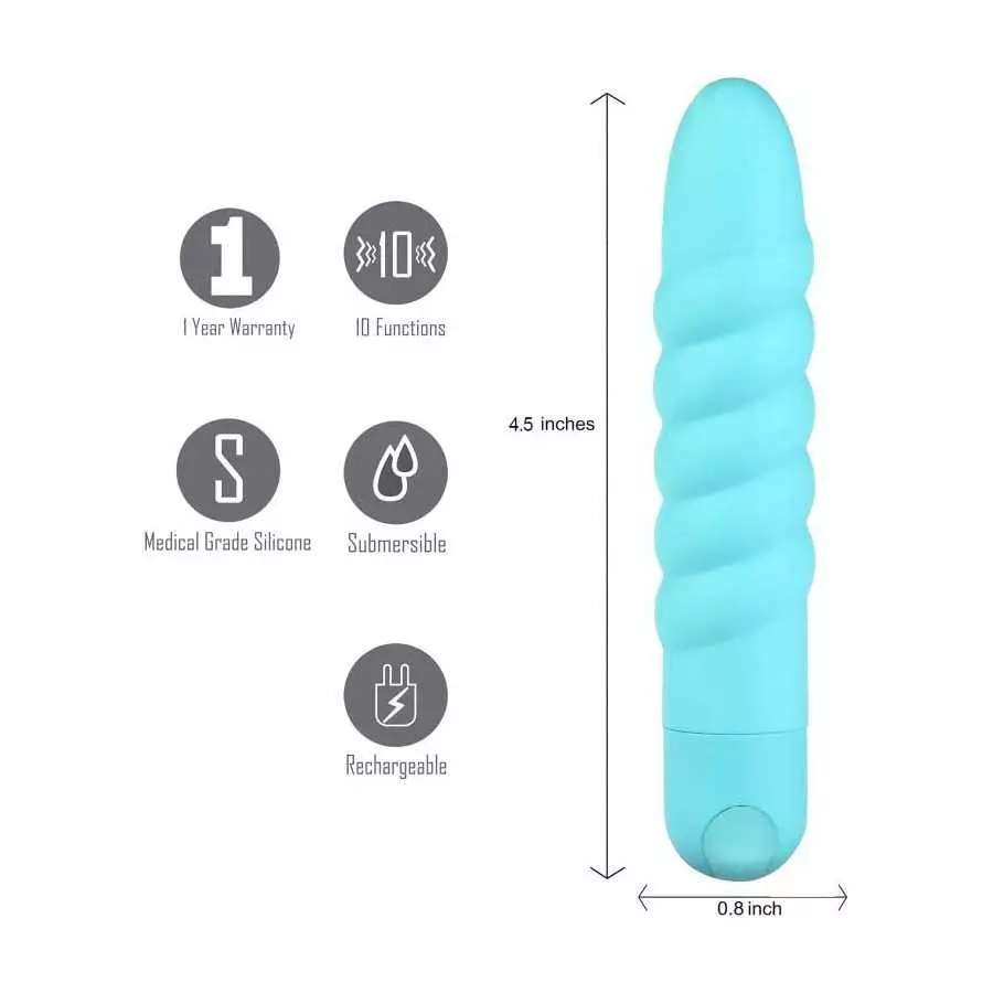 Maia Toys LOLA USB Rechargeable Silicone 10-Function Vibrating Twisty Bullet (Blue)