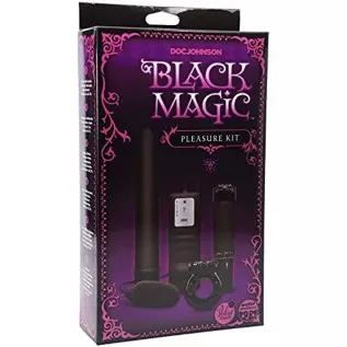 Doc Johnson Black Magic - Pleasure Kit - 7 Inch Vibe, Bullet Vibe, Pocket Rocket, Vibrating C-Ring - Black Doc Johnson Black Magic - Pleasure Kit - 7 Inch Vibe, Bullet Vibe, Pocket Rocket, Vibrating C-Ring - Black
