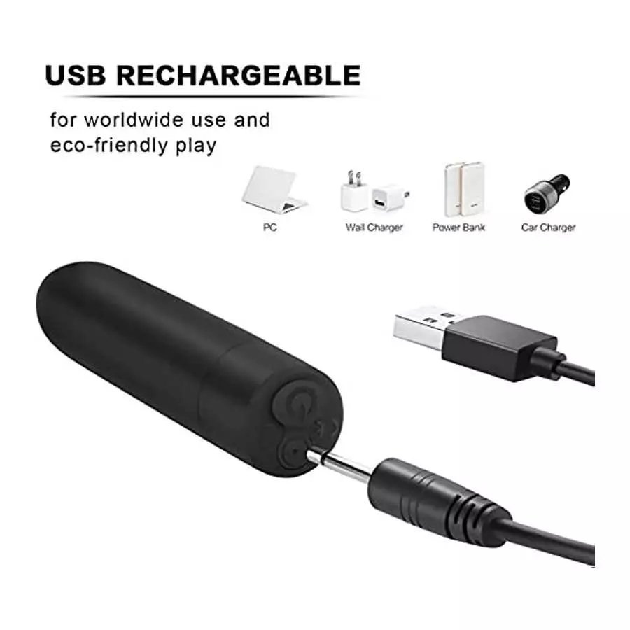 Bullet Vagina Stimulator Vibration Massager，Mini USB Rechargeable Clitoris Vagina Massager with 10 Patterns Waterproof G Spot Vi