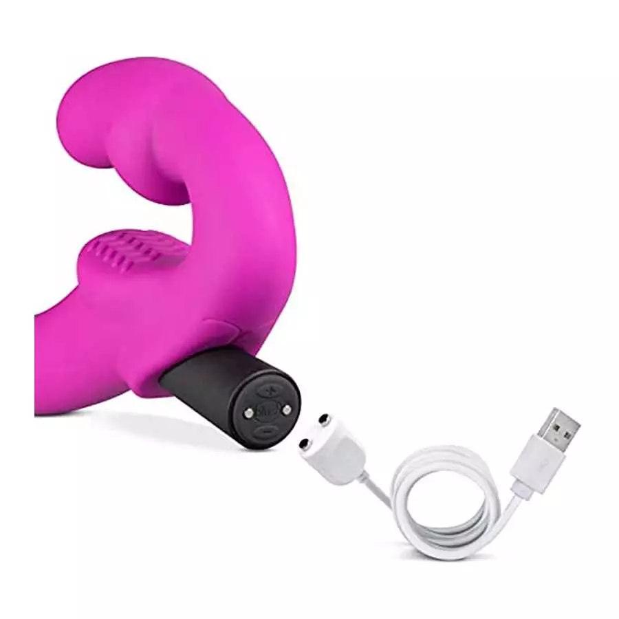 Blush Temptasia - Estella - Strapless Silicone Dildo with Powerful 10 Function Waterproof Vibrating Bullet, Sex Toy for Women, S