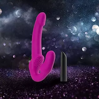 Blush Temptasia - Estella - Strapless Silicone Dildo with Powerful 10 Function Waterproof Vibrating Bullet, Sex Toy for Women, S