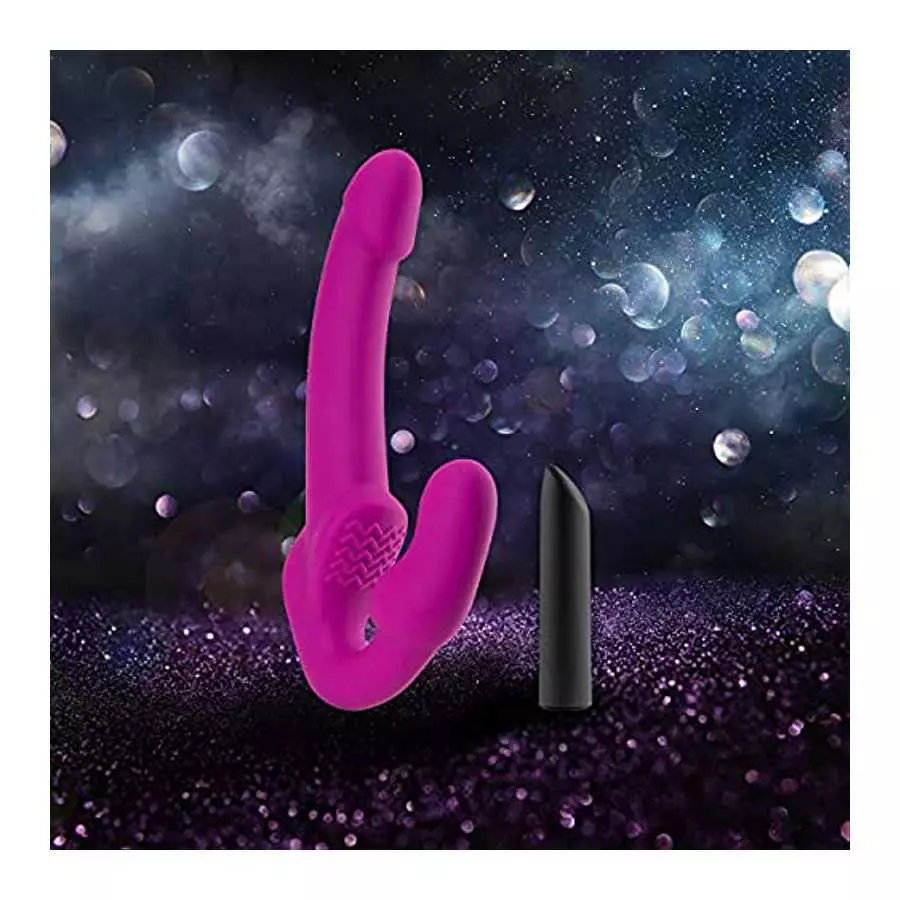 Blush Temptasia - Estella - Strapless Silicone Dildo with Powerful 10 Function Waterproof Vibrating Bullet, Sex Toy for Women, S