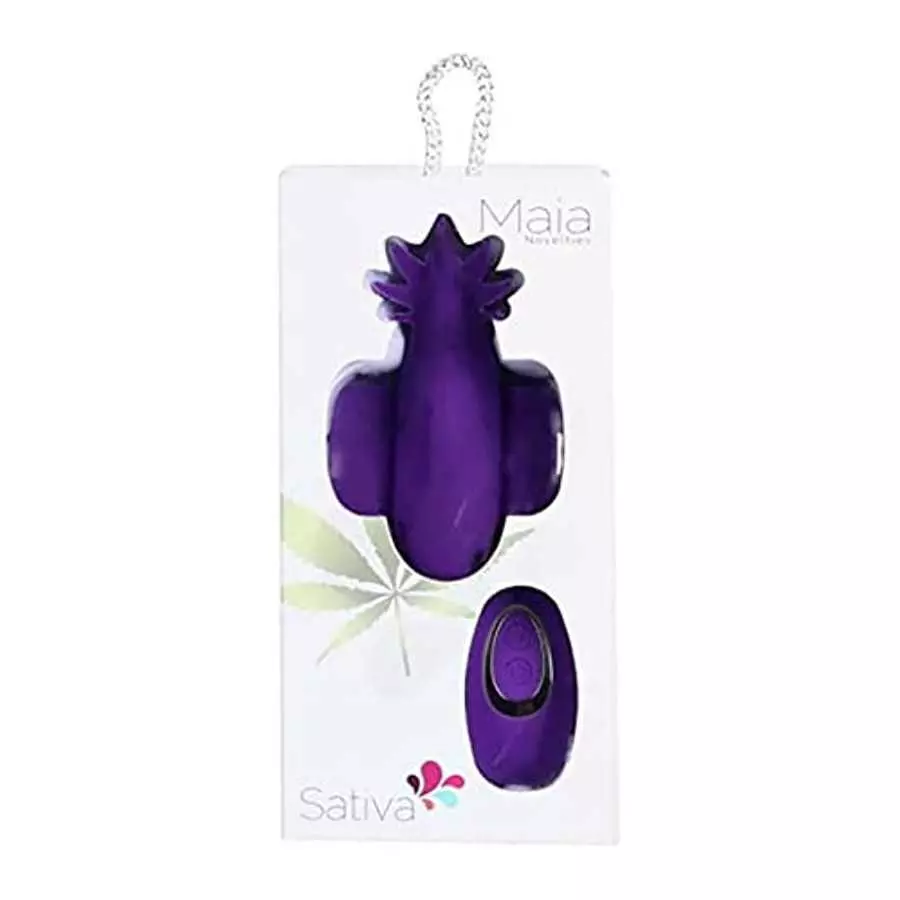 Maia Toys Sativa-shaped-10-Function Remote Control Panty Vibrator Purple