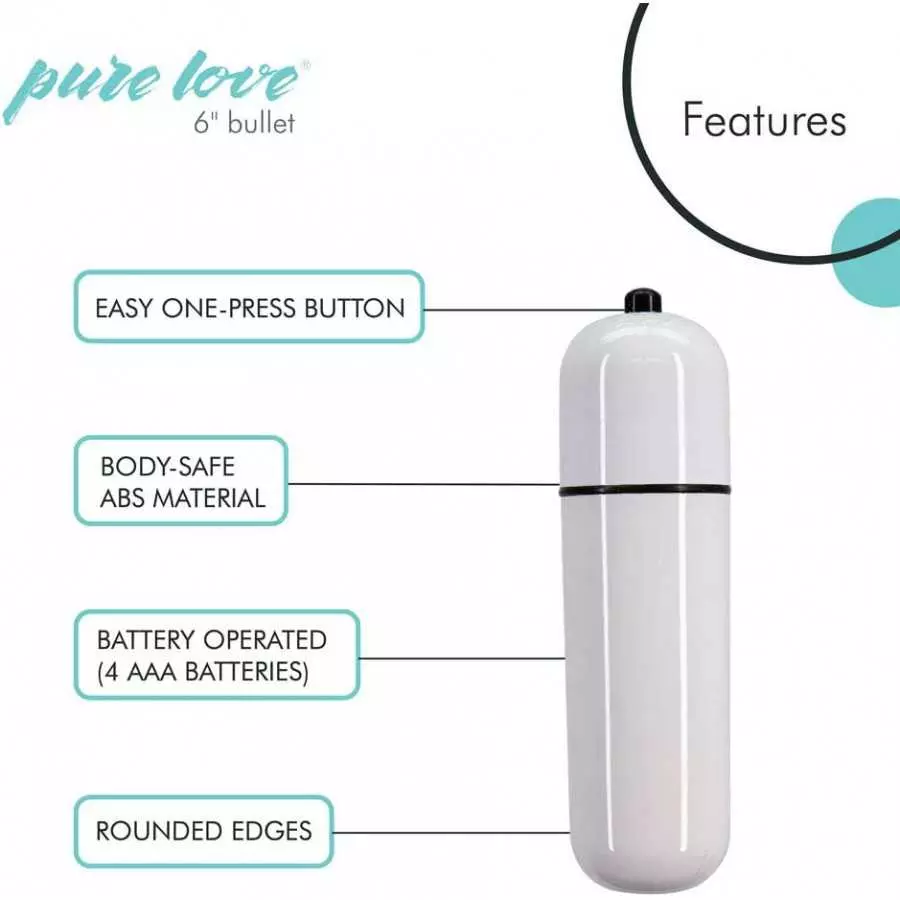 pure love Large Size Vibrating Bullet, 6-Inch-Long, Battery Operated Vibrator, Black Color, 1 count