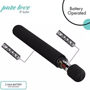 Pure Love 5 Inch, Long Lasting Soft Coat Vibrating Bullet, Black Color, 3 Speed and Waterproof with Simple One Button Speed Cont Pure Love 5 Inch, Long Lasting Soft Coat Vibrating Bullet, Black Color, 3 Speed and Waterproof with Simple One Button Speed Cont