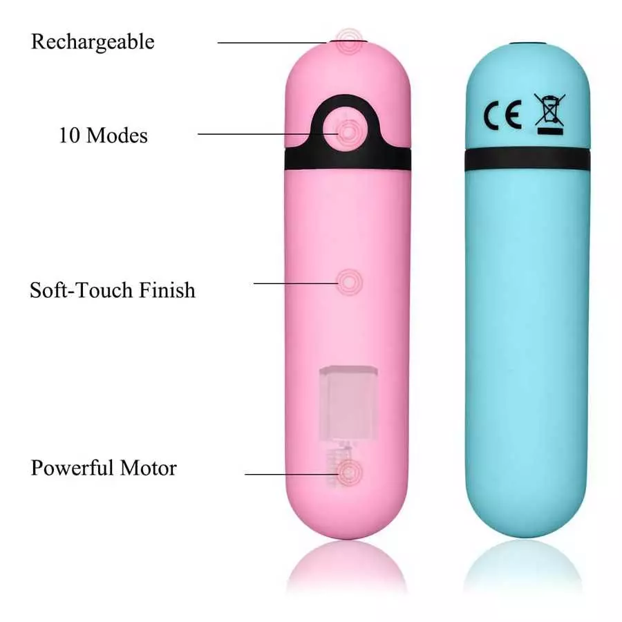2 Pack Bullet Vibrators, Waterproof Mini Personal Massager Wand Handheld 10 Speeds Rechargeable Vibrating for Women Couples
