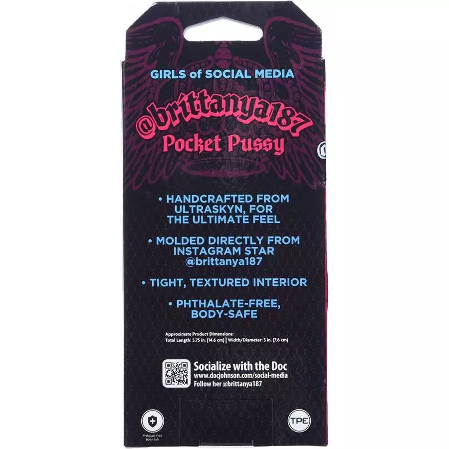 Doc Johnson Girls of Social Media - @brittanya187 - ULTRASKYN -Pocket Pal - Open-Ended Stroker - Pussy, Caramel