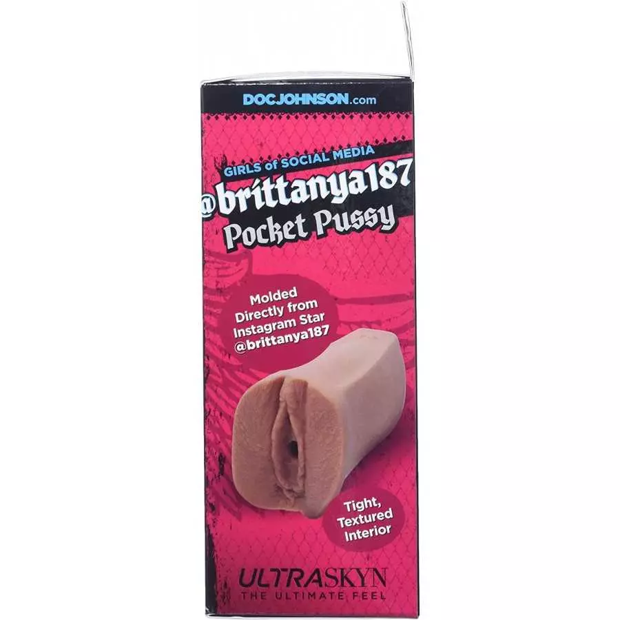 Doc Johnson Girls of Social Media - @brittanya187 - ULTRASKYN -Pocket Pal - Open-Ended Stroker - Pussy, Caramel