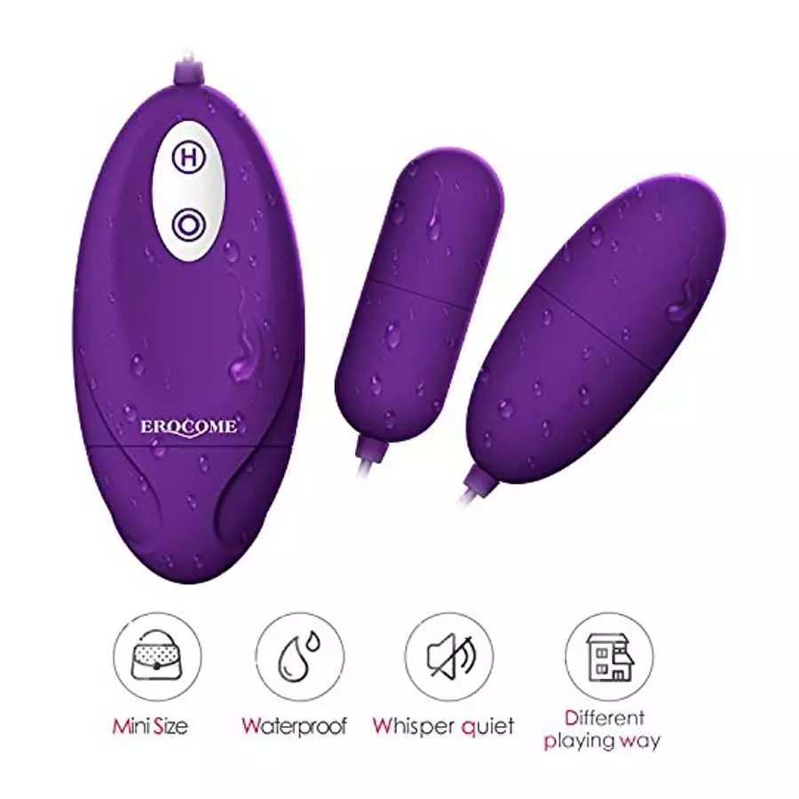 EROCOME Silicon Wired Control 12 Frequency virbating Love Bullet Egg ，Sex Toy for Women and Couple (Double)